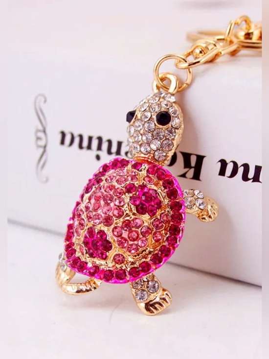 None Handbags - Gold Turtle Pendant Keychain with RhinestoneShell